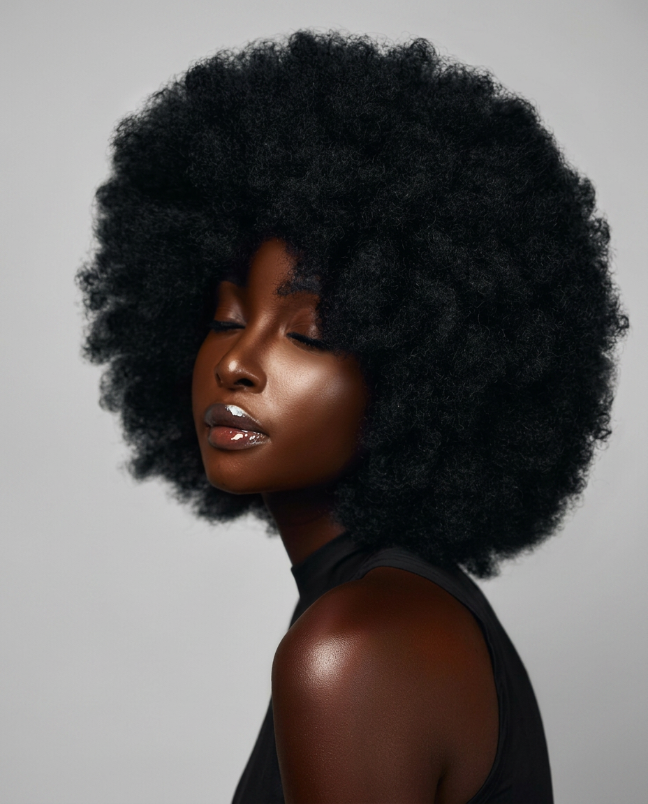 Woman with healthy natural curly hair